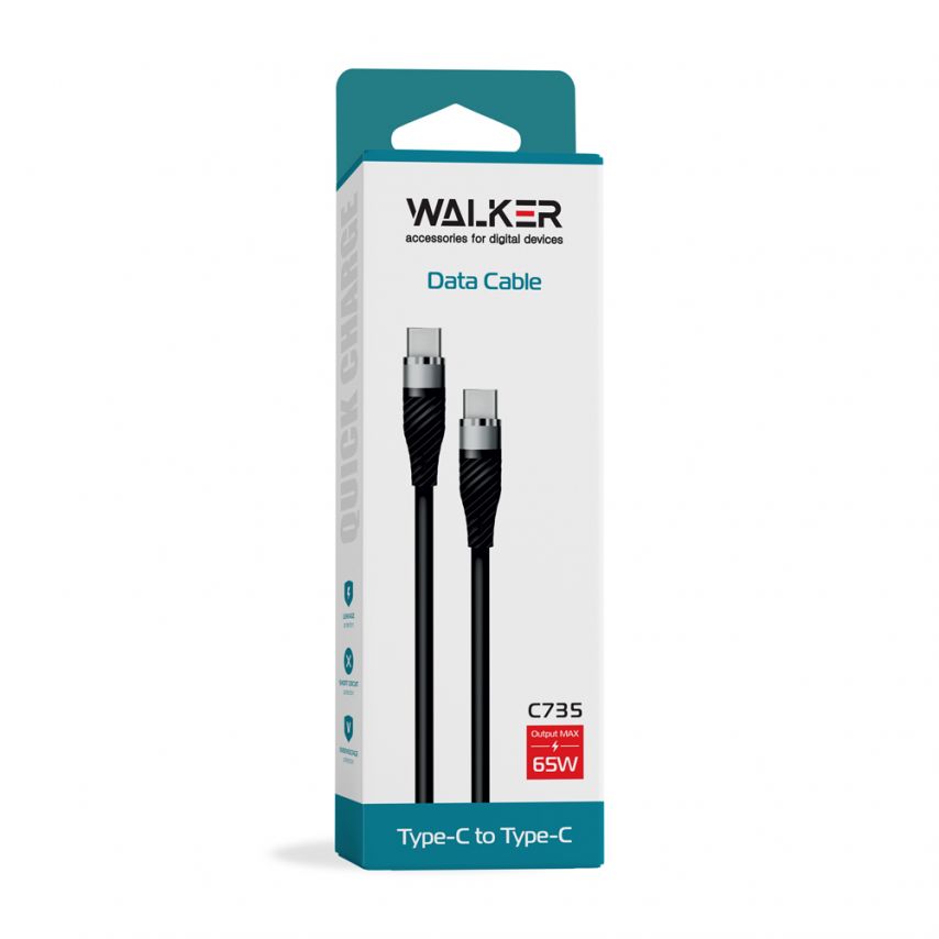 Кабель USB WALKER C735 Type-C to Type-C 65W black