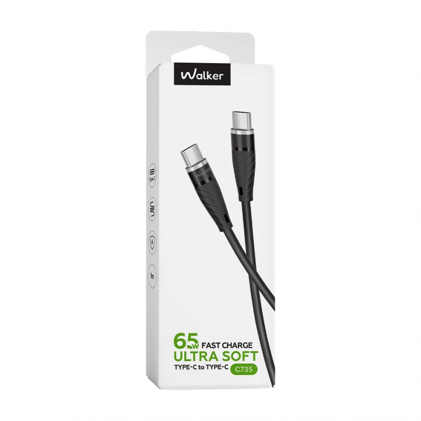 Кабель USB WALKER C735 Type-C to Type-C 65W black