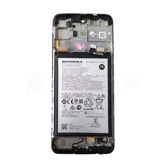 Дисплей (LCD) для Motorola XT2135-2, XT2135, Moto G40 Fusion, Moto G60 5D68C18560 з тачскріном та рамкою (IPS) black Service Original (battery + vibro, знятий)