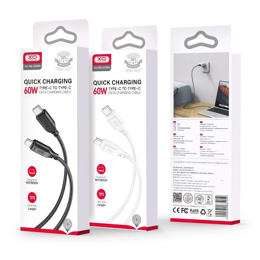 Кабель USB XO NB-Q236B 60W Type-C to Type-C black