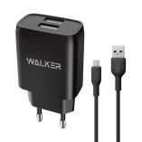 Сетевое зарядное устройство (адаптер) 2в1 WALKER WH-31 2USB / 2.1A + Micro black - купить за 172.80 грн в Киеве, Украине