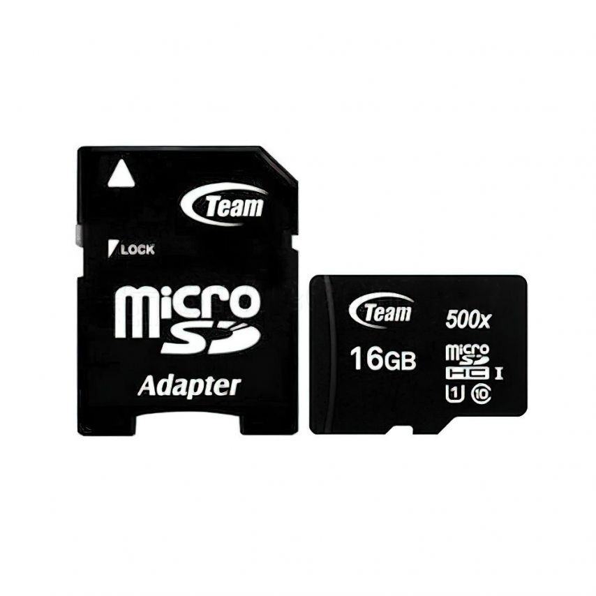 Карта памяти Team MicroSDHC 16GB Class 10 + SD-адаптер (TUSDH16GCL10U03)