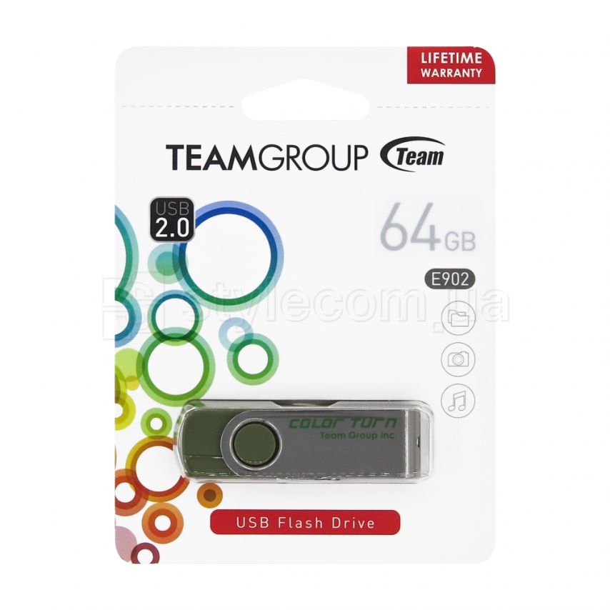 Флеш-память USB Team Color Turn E902 64GB green (TE90264GG01)