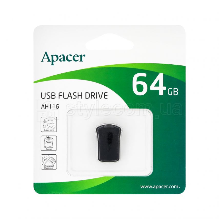 Флеш-память USB Apacer AH116 64GB black (AP64GAH116B-1)