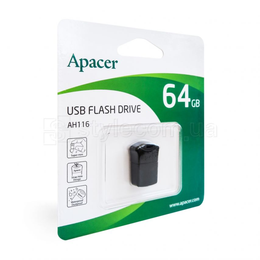Флеш-память USB Apacer AH116 64GB black (AP64GAH116B-1)