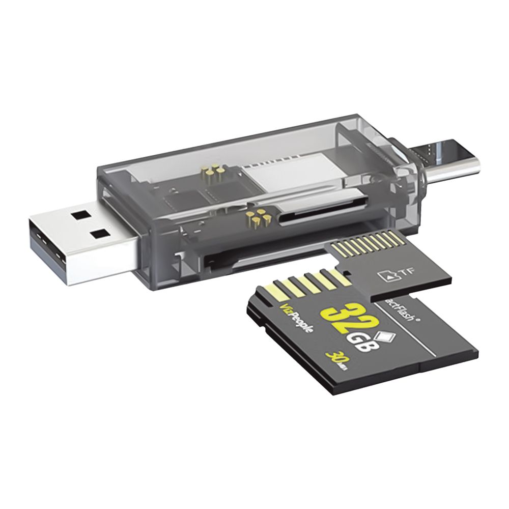 Кардрідер WALKER WCD-72 microSD, SD (вихід USB2.0, Type-C) прозорий ...