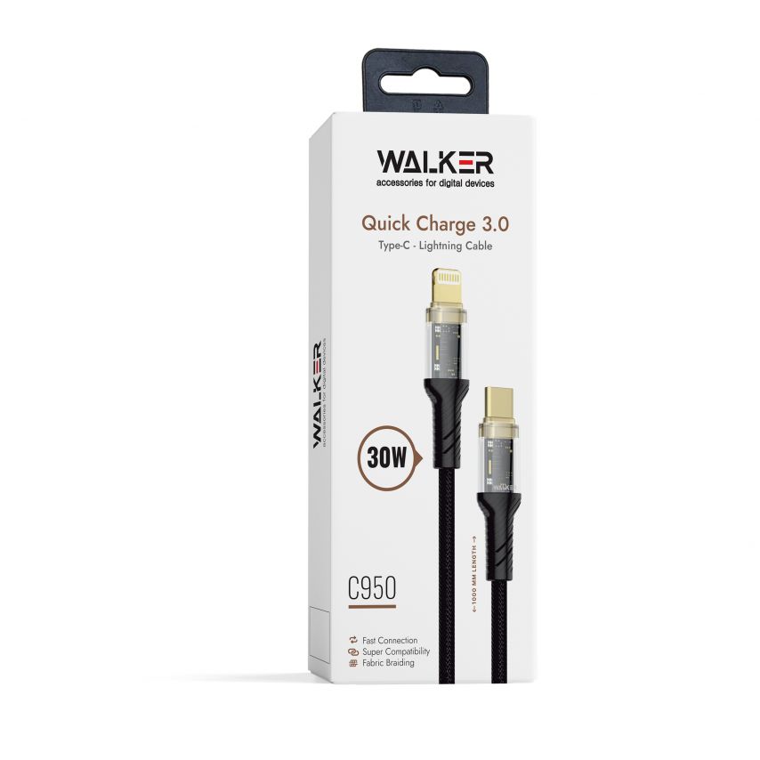 Кабель USB WALKER C950 Type-C to Lightning black