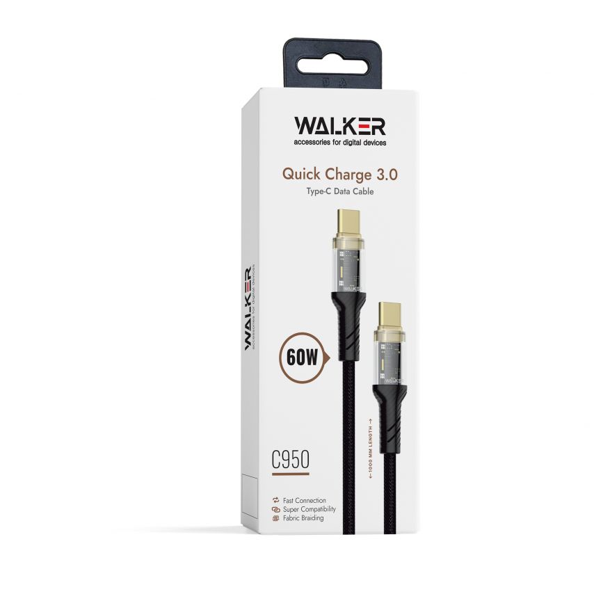 Кабель USB WALKER C950 Type-C to Type-C black