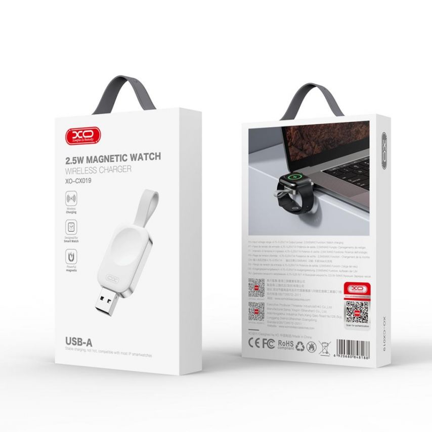 Бездротовий зарядний пристрій для Apple Watch XO СX019 з USB роз'ємом магнітний 2.5W white