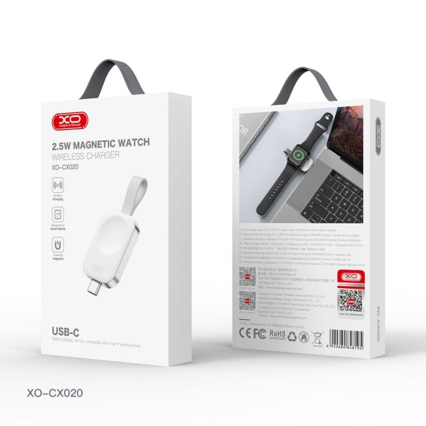 Бездротовий зарядний пристрій для Apple Watch XO СX020 з Type-C роз'ємом магнітний 2.5W white