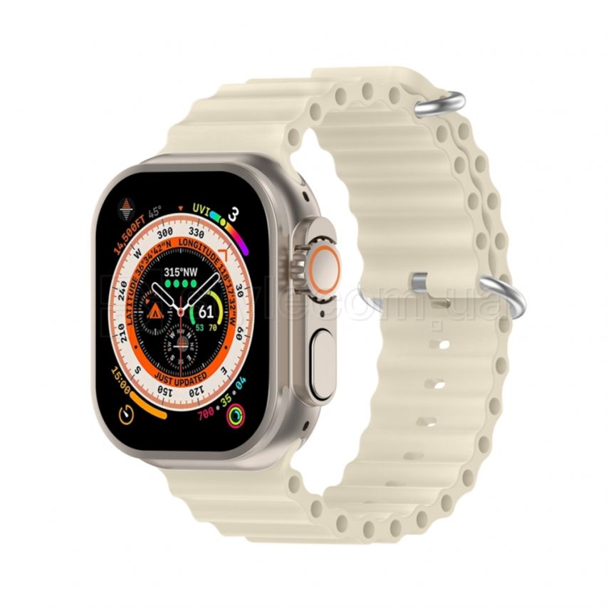 Ремешок для Apple Watch Ultra Ocean Band силиконовый 42/44/45/49 L starlilght / молочный (7)