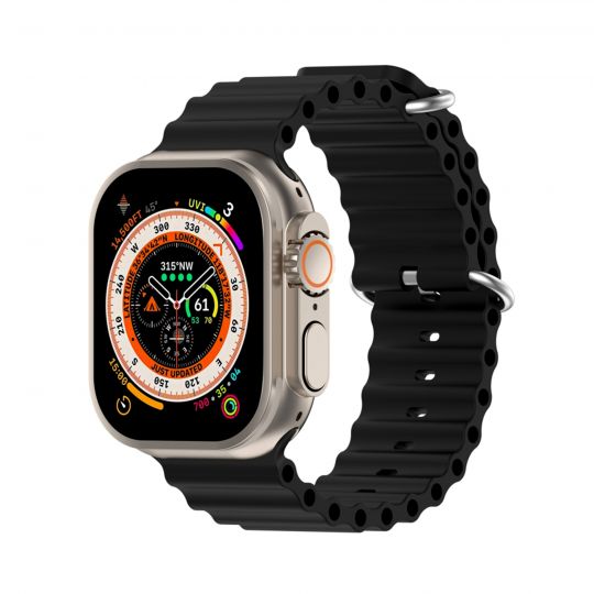Ремінець для Apple Watch Ultra Ocean Band силіконовий 38/40/41мм L black / чорний (01)