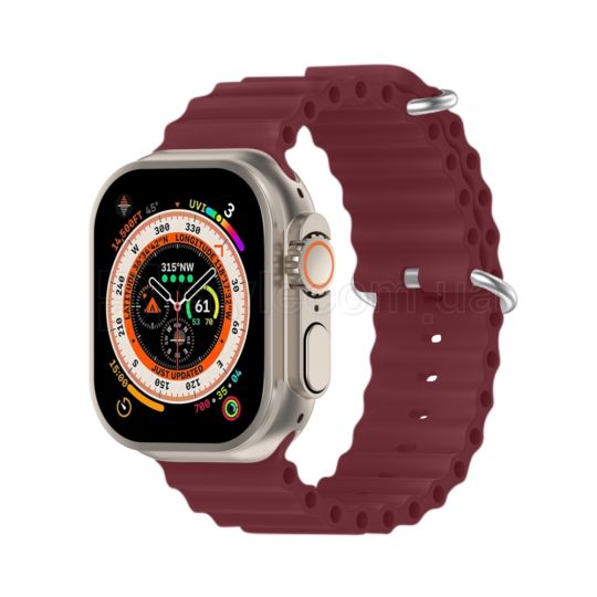 Ремешок для Apple Watch Ultra Ocean Band силиконовый 42/44/45/49 L burgundy / бордовый (15)