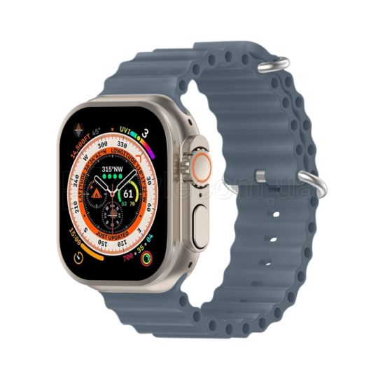 Ремешок для Apple Watch Ultra Ocean Band силиконовый 42/44/45/49 L rock blue / серый (26)