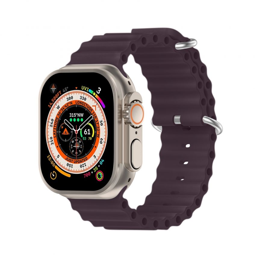 Ремінець для Apple Watch Ultra Ocean Band силіконовий 38/40/41мм L berry purple / фіолетовий (22)