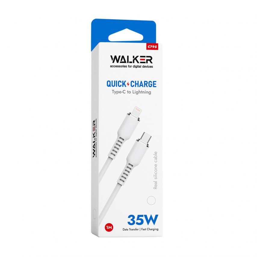 Кабель USB WALKER C795 Type-C to Lightning white