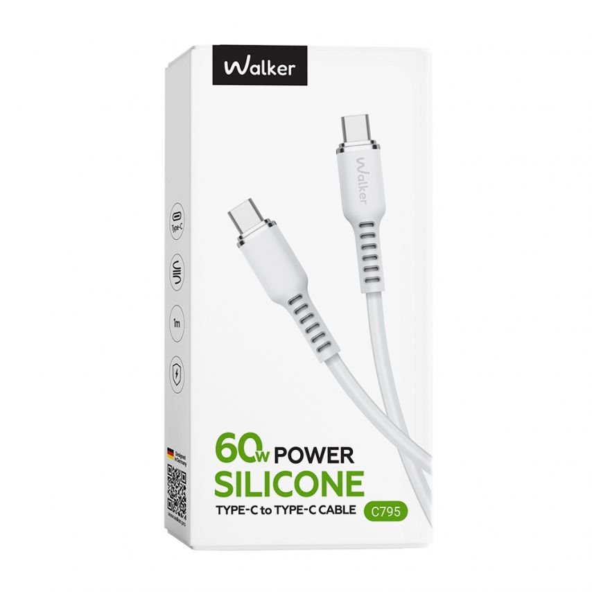 Кабель USB WALKER C795 Type-C to Type-C white