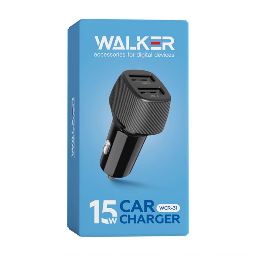 Автомобільний зарядний пристрій (адаптер) WALKER WCR-31 2USB / 15W black