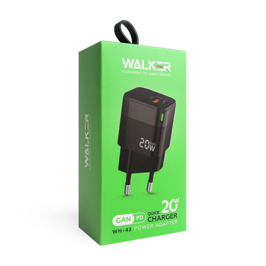 Сетевое зарядное устройство (адаптер) WALKER WH-42 20W GAN PD_20W / QC3.0_18W black