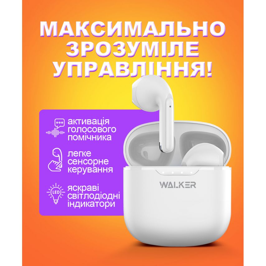 Наушники Bluetooth WALKER WTS-33 white