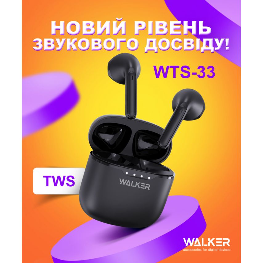 Наушники Bluetooth WALKER WTS-33 black