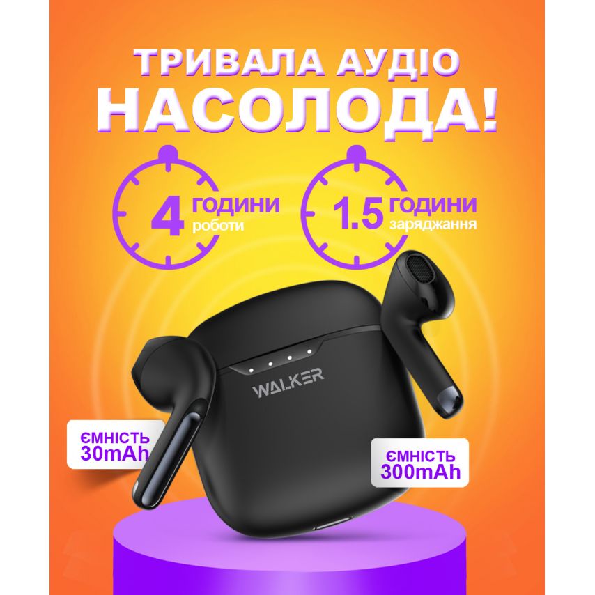 Наушники Bluetooth WALKER WTS-33 black