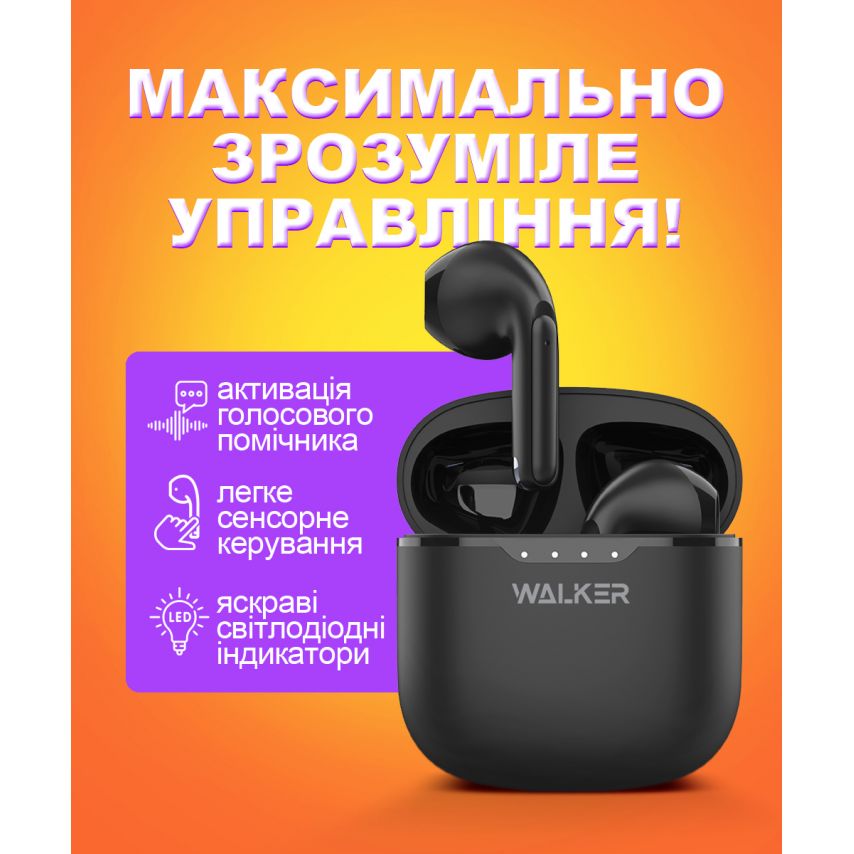 Наушники Bluetooth WALKER WTS-33 black