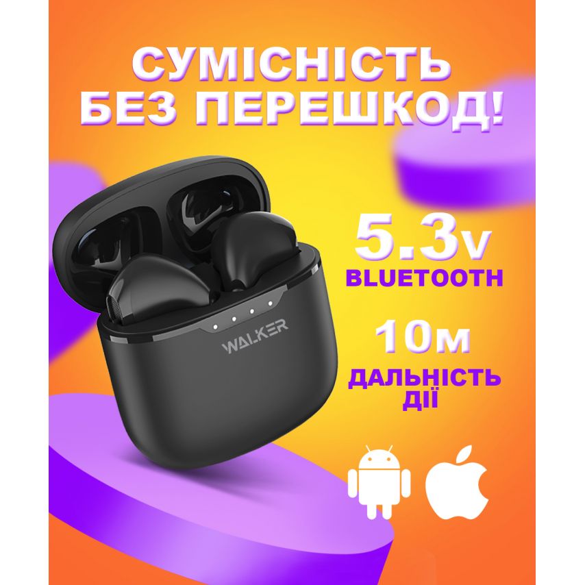 Наушники Bluetooth WALKER WTS-33 black
