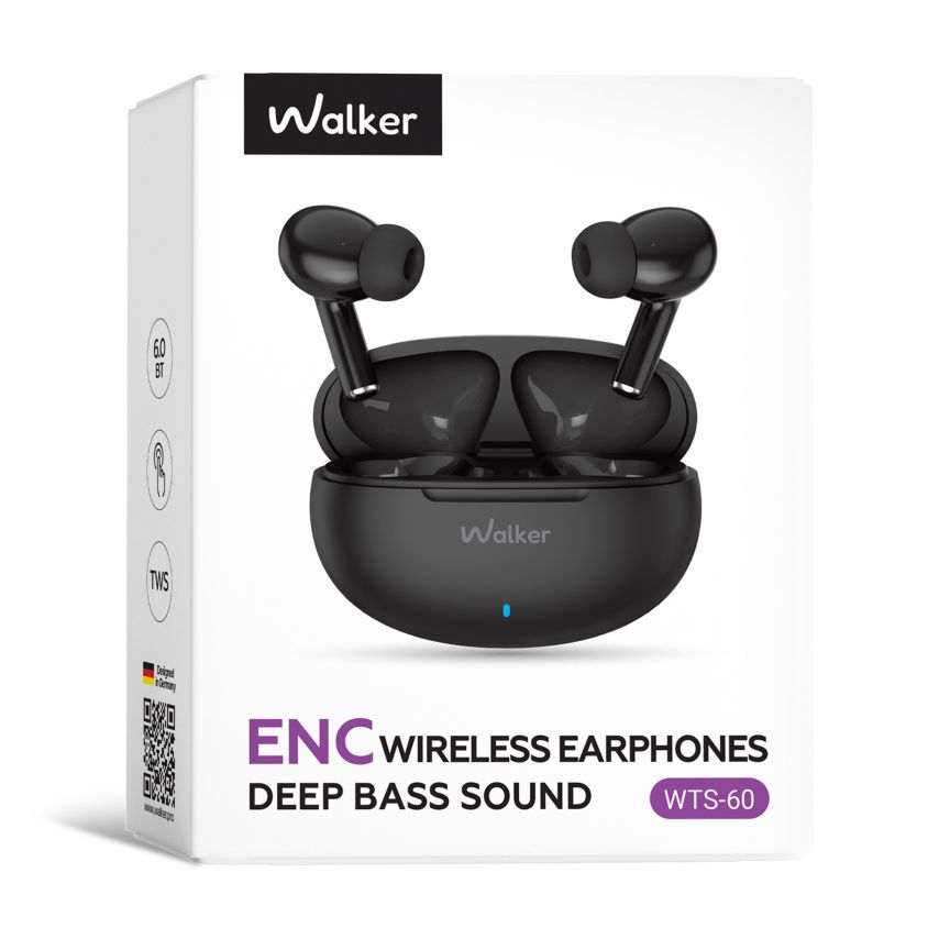 Навушники Bluetooth WALKER WTS-60 ENC black