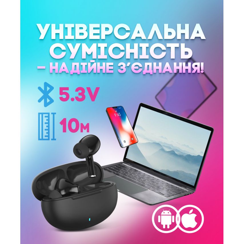 Наушники Bluetooth WALKER WTS-60 ENC black