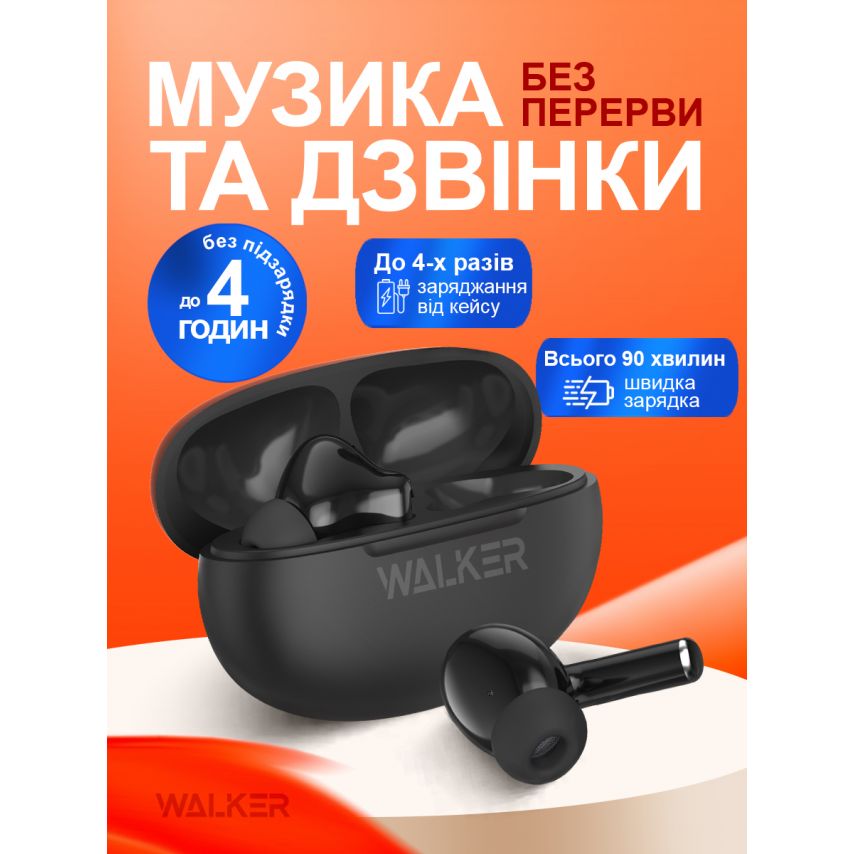 Навушники Bluetooth WALKER WTS-60 ENC black