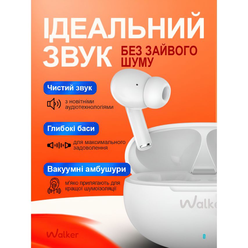 Наушники Bluetooth WALKER WTS-60 ENC white