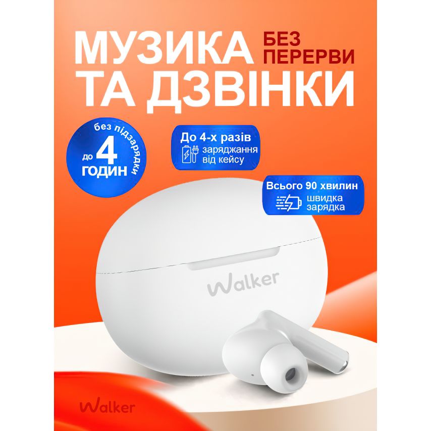 Наушники Bluetooth WALKER WTS-60 ENC white