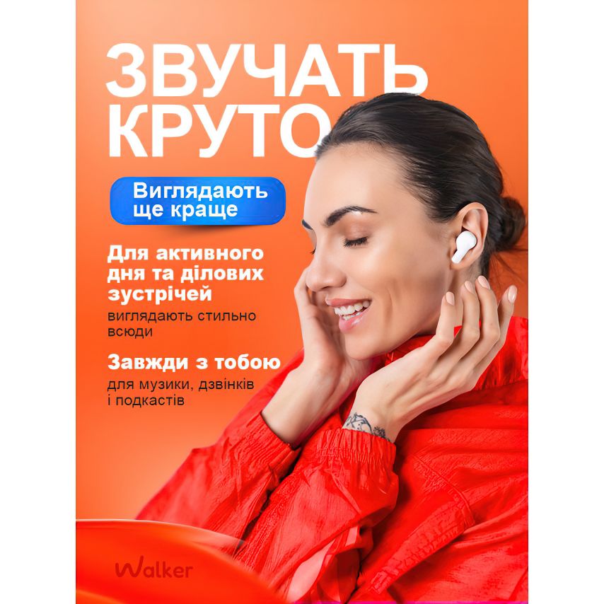 Наушники Bluetooth WALKER WTS-60 ENC white