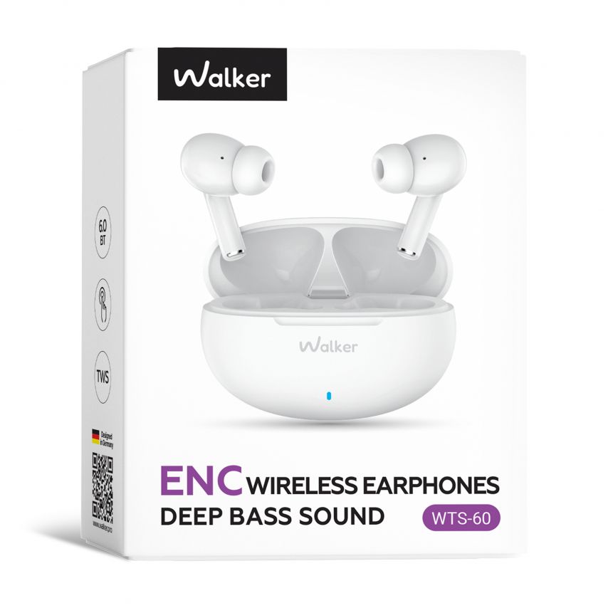 Наушники Bluetooth WALKER WTS-60 ENC white