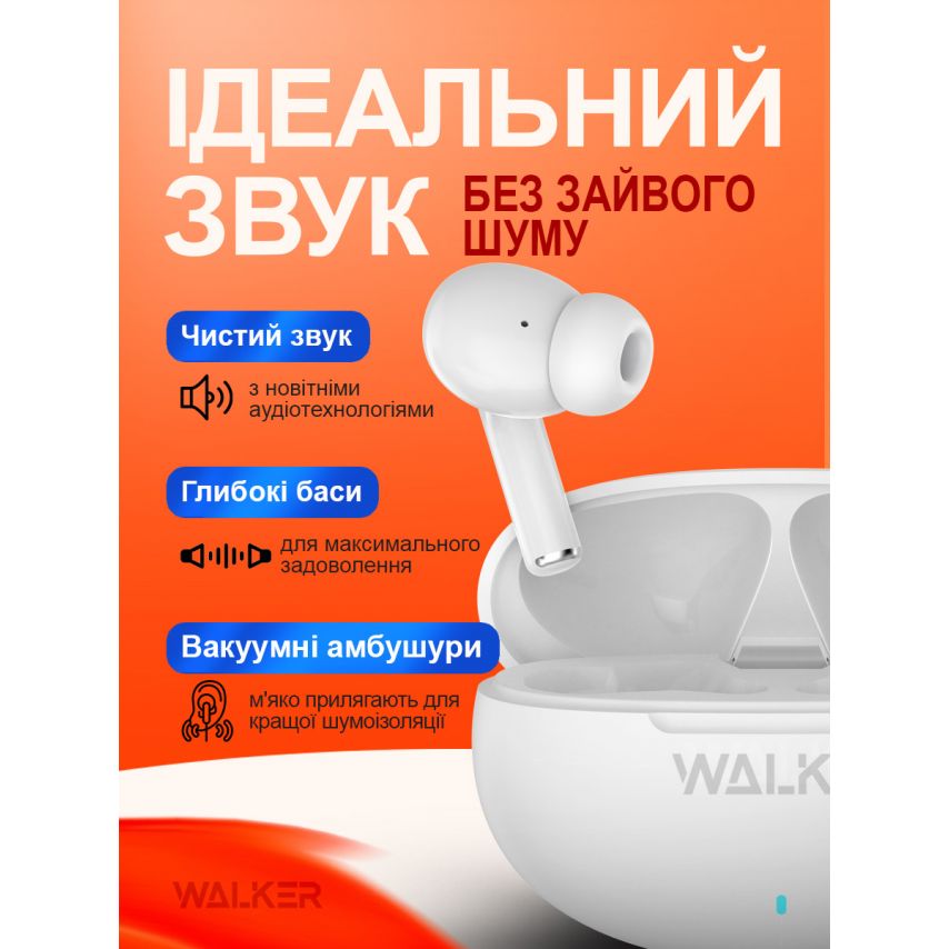 Наушники Bluetooth WALKER WTS-60 ENC white