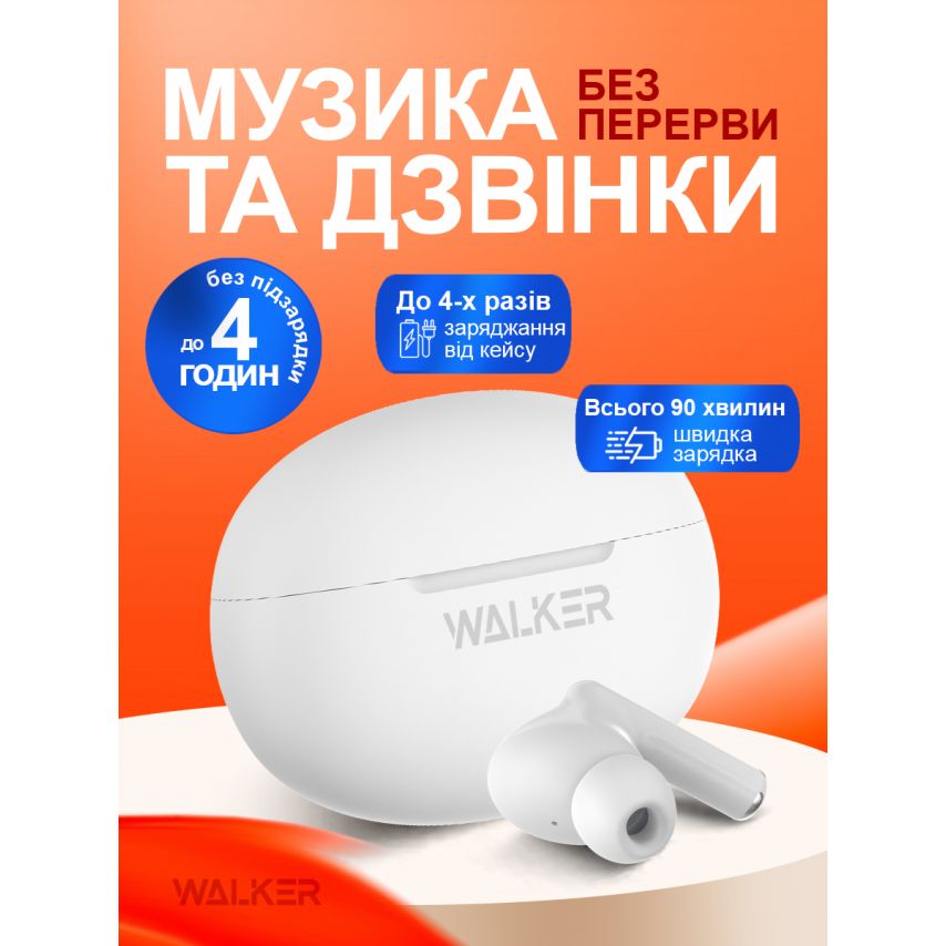 Наушники Bluetooth WALKER WTS-60 ENC white