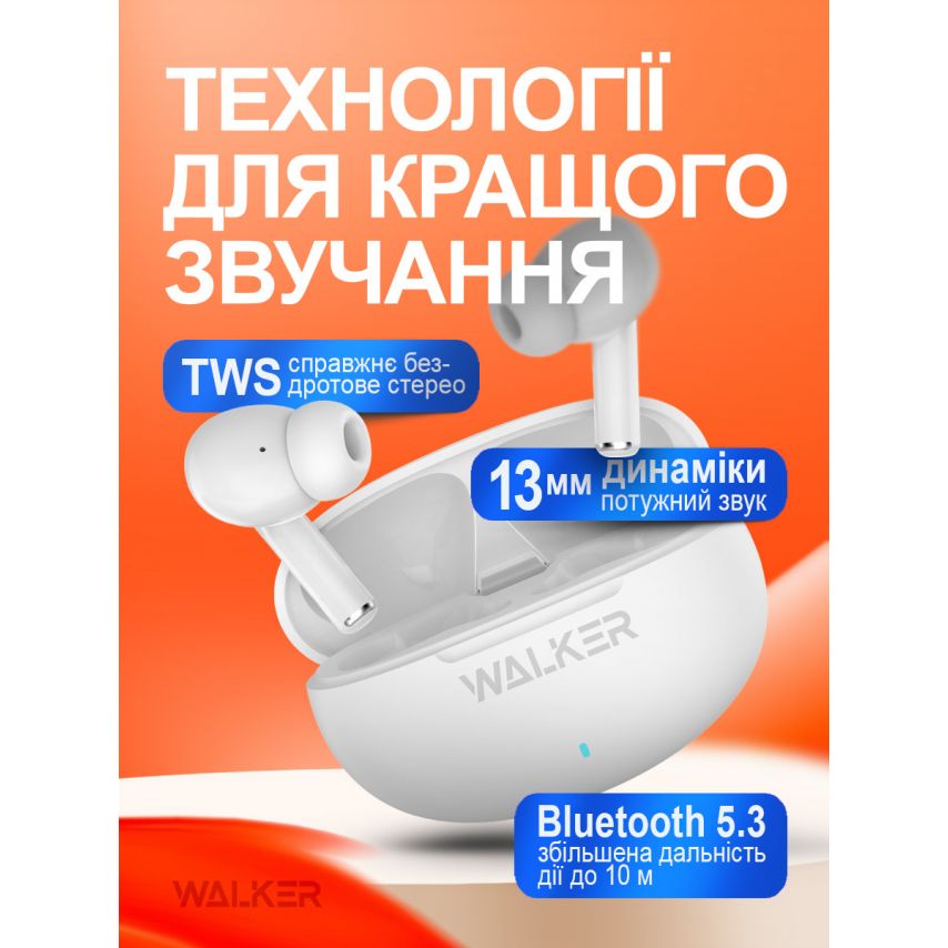 Наушники Bluetooth WALKER WTS-60 ENC white