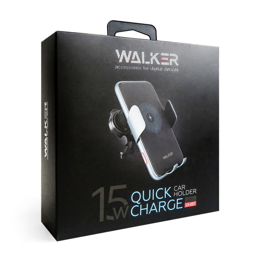 Автодержатель WALKER CX-057 Smart Sensor 15W black/grey