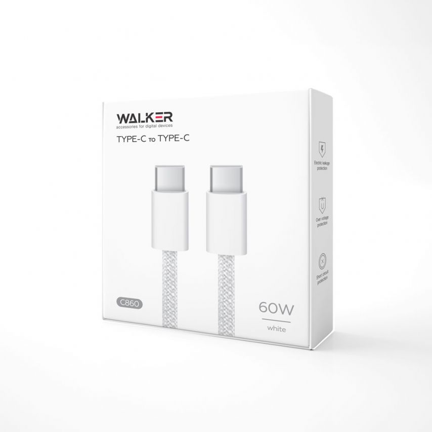 Кабель USB WALKER C860 Type-C to Type-C 60W white