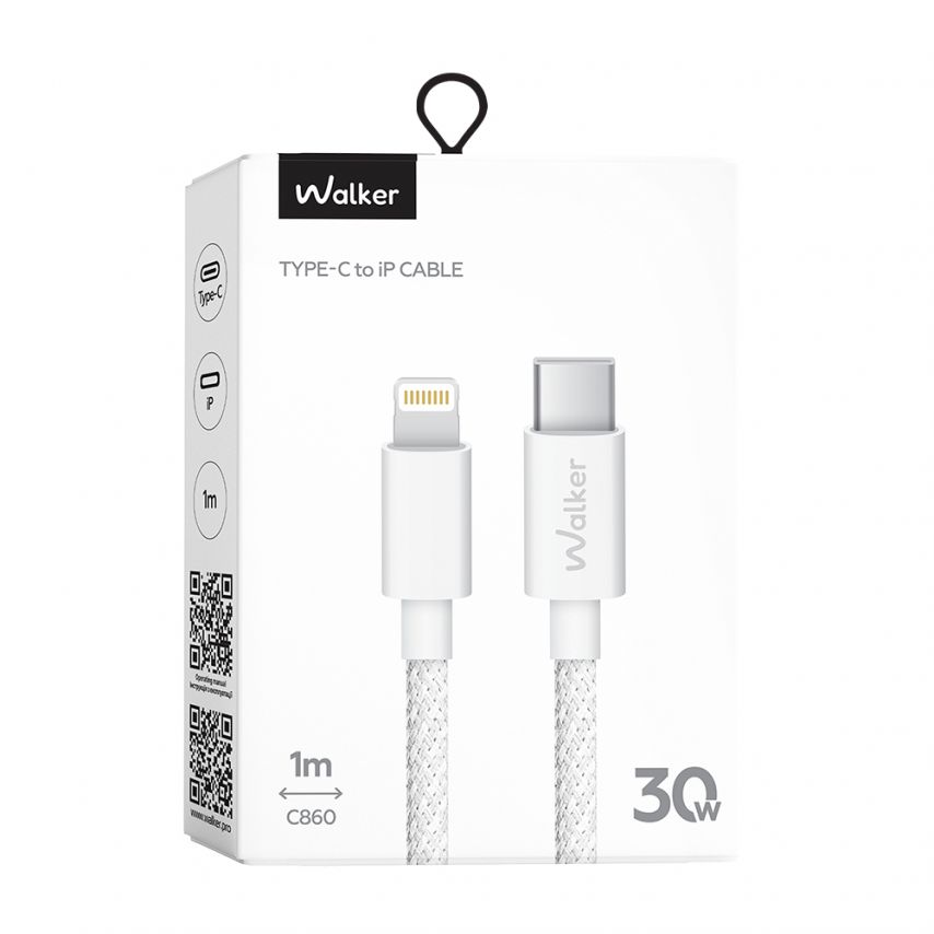 Кабель USB WALKER C860 Type-C to Lightning 30W white