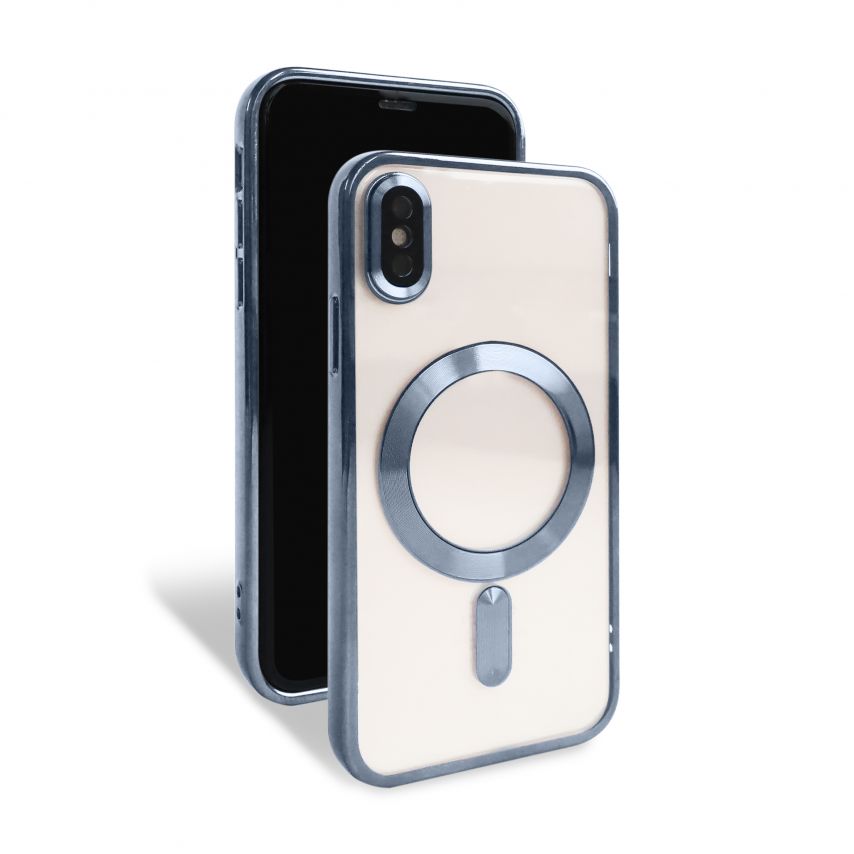 Чехол с функцией MagSafe для Apple iPhone X, Xs mountain blue (7)