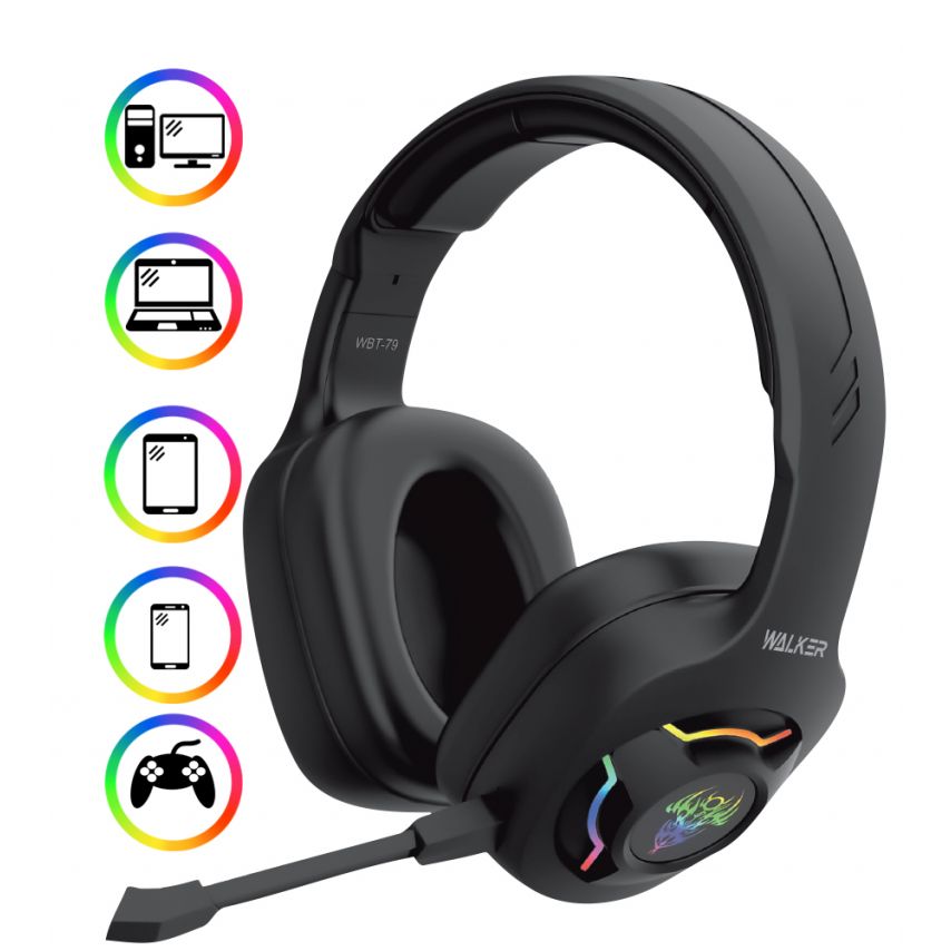 Игровые наушники Bluetooth WALKER WBT-79 black