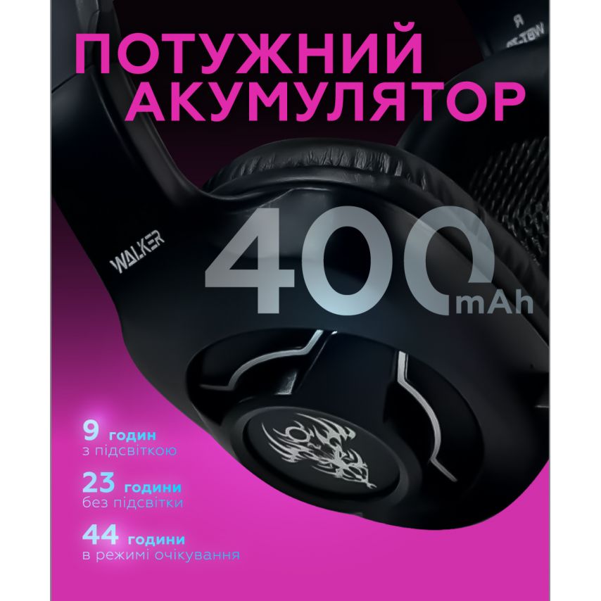 Игровые наушники Bluetooth WALKER WBT-79 black
