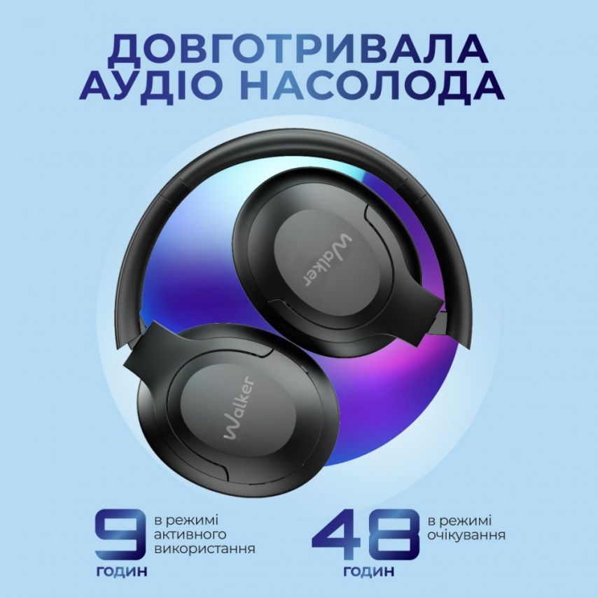 Навушники Bluetooth WALKER WBT-75 black