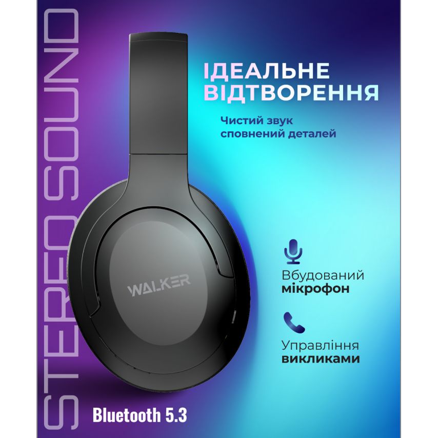 Наушники Bluetooth WALKER WBT-75 black