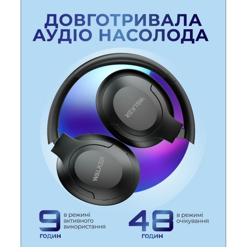 Наушники Bluetooth WALKER WBT-75 black