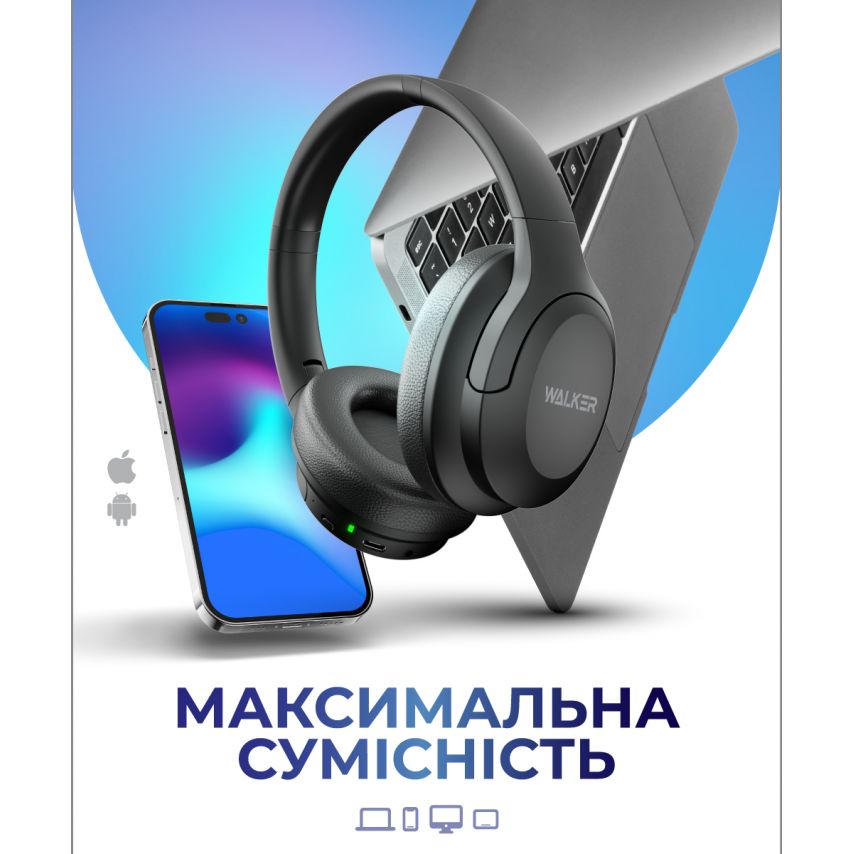 Наушники Bluetooth WALKER WBT-75 black