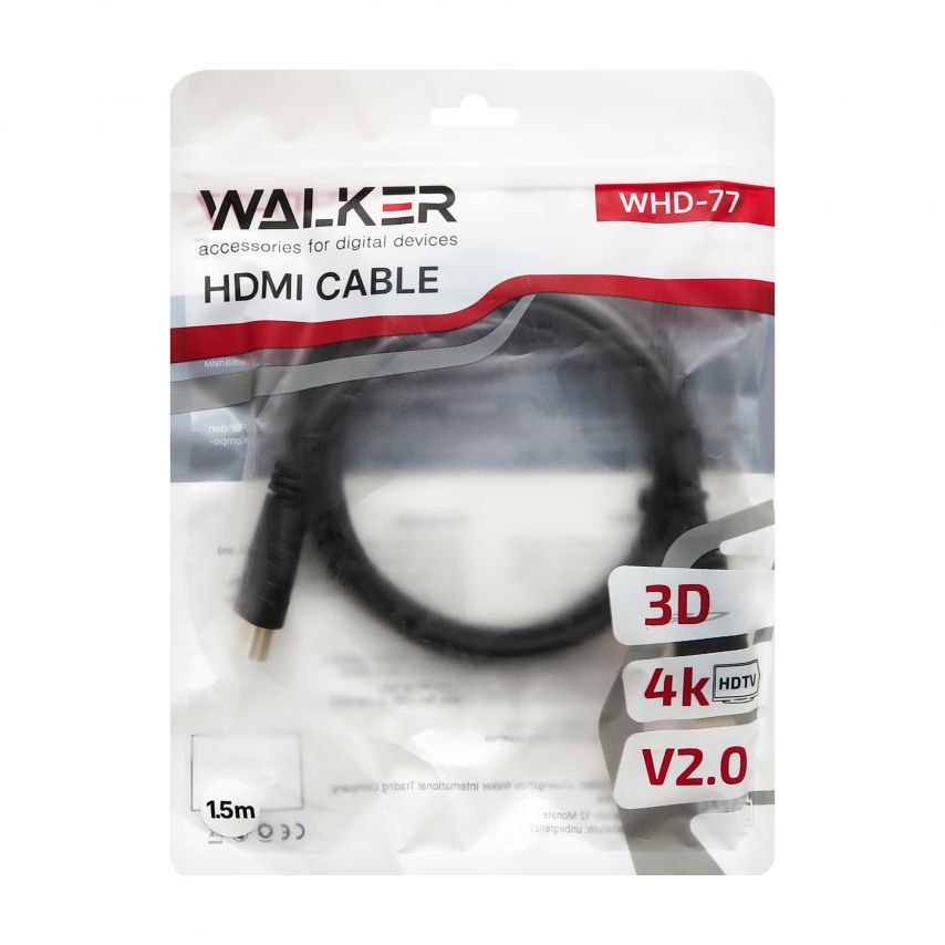 Кабель WALKER WHD-77 HDMI to HDMI 1.5м black (тех.пак.)