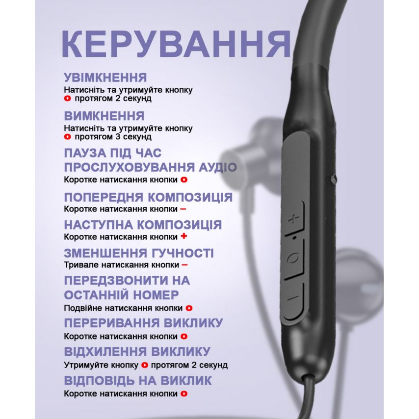 Навушники Bluetooth WALKER WBT-23 Sport black